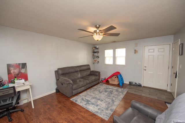 116 Wise Dr, Lafayette, IN 47909 - living room with ceiling fan, wood finished floors, and baseboards