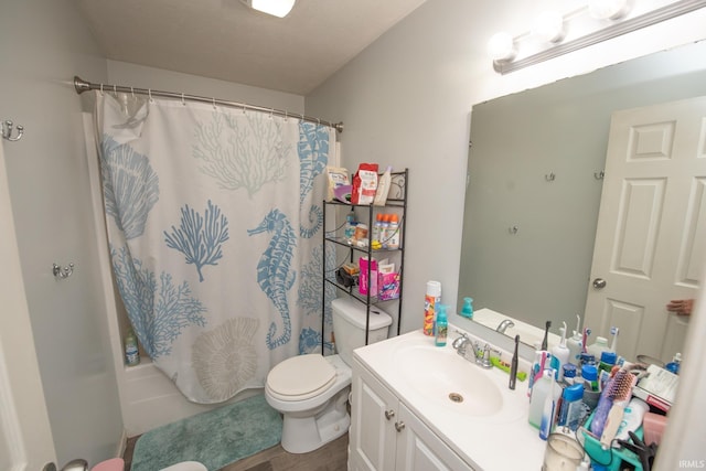 116 Wise Dr, Lafayette, IN 47909 - full bathroom featuring vanity, toilet, wood finished floors, and shower / tub combo
