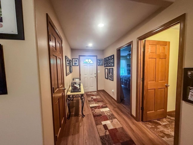 204 Coronet St, Angola, IN 46703 - corridor with wood finished floors, recessed lighting, and baseboards