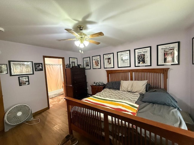 204 Coronet St, Angola, IN 46703 - bedroom featuring light wood-type flooring, baseboards, and a ceiling fan