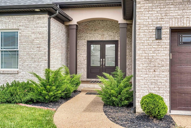 4308 Martha Ct, Newburgh, IN 47630 - entrance to property with french doors, brick siding, and a shingled roof
