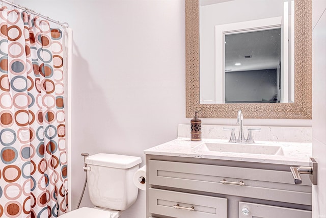 4308 Martha Ct, Newburgh, IN 47630 - full bathroom with vanity, toilet, and a shower with shower curtain