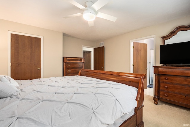 50576 W Park Ln, Granger, IN 46530 - bedroom featuring light carpet, a closet, and a ceiling fan