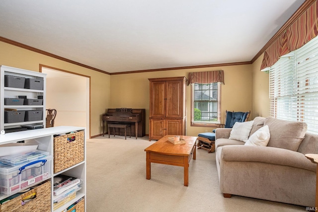 50576 W Park Ln, Granger, IN 46530 - living area featuring light colored carpet and crown molding