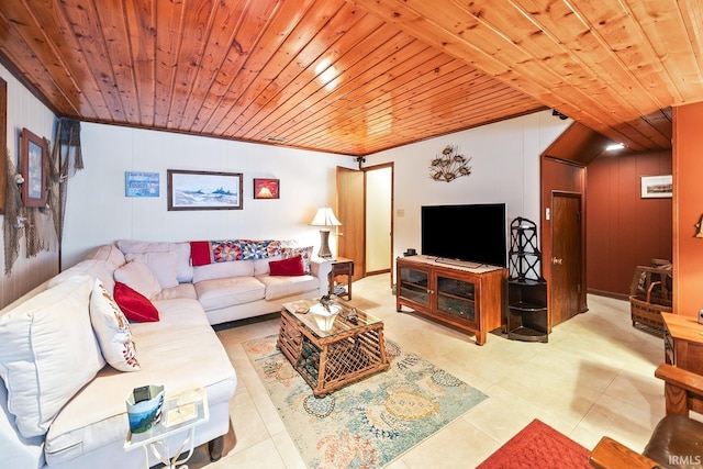 8818 N 1132 W, Monticello, IN 47960 - living area featuring wood ceiling and light tile patterned flooring