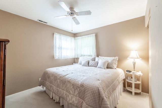 705 W W Spg, Fremont, IN 46737 - bedroom with light colored carpet, baseboards, and ceiling fan