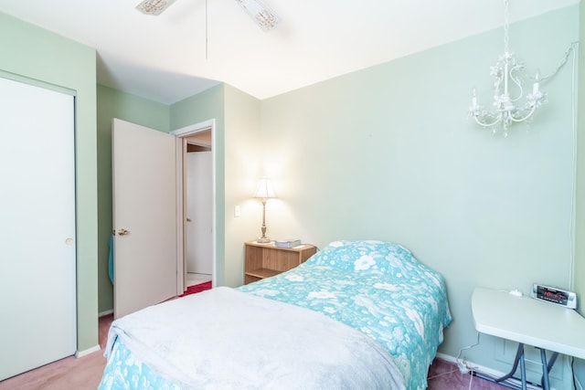 705 W W Spg, Fremont, IN 46737 - bedroom with a chandelier and baseboards