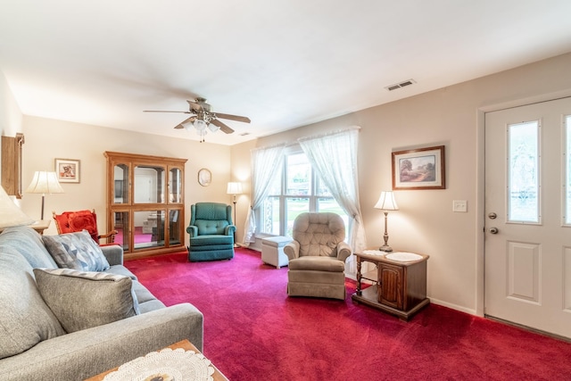 705 W W Spg, Fremont, IN 46737 - carpeted living area with ceiling fan