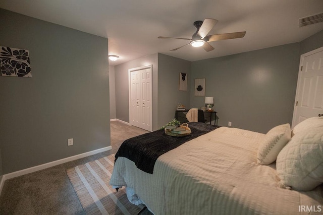 1034 Harter Blvd, Anderson, IN 46011 - carpeted bedroom featuring baseboards, a closet, and ceiling fan