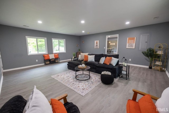 1034 Harter Blvd, Anderson, IN 46011 - living area with recessed lighting, wood finished floors, and baseboards