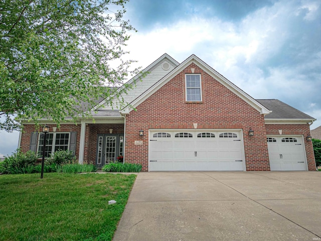 2747 Thornhill Dr, Evansville, IN 47725 - traditional home featuring concrete driveway, brick siding, a front lawn, and an attached garage