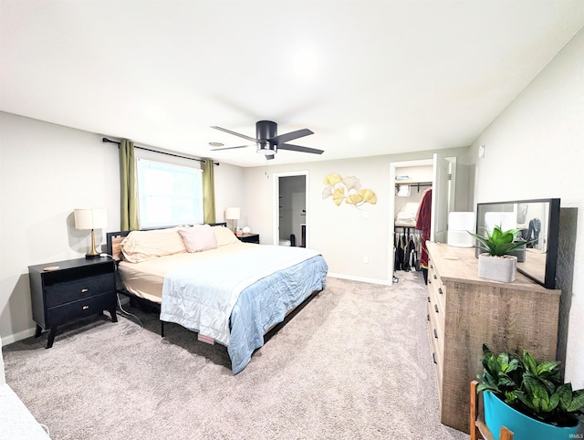 7382 Denise Dr, Fort Wayne, IN 46835 - carpeted bedroom with a walk in closet, baseboards, a ceiling fan, a closet, and recessed lighting