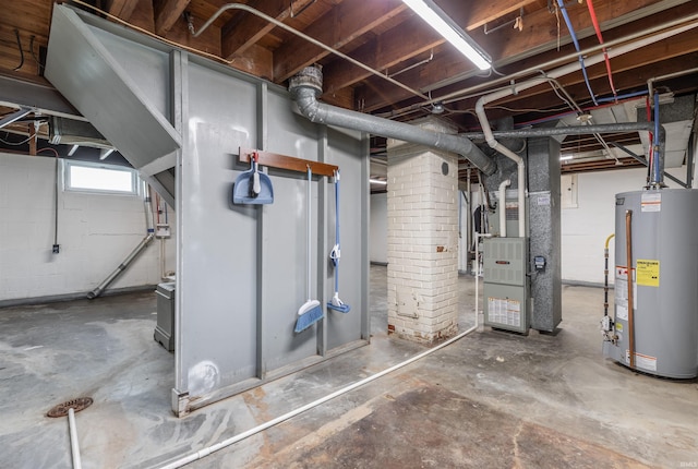 2500 N Govenor St, Evansville, IN 47711 - basement featuring water heater and concrete block wall