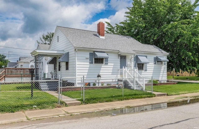 2500 N Govenor St, Evansville, IN 47711 - view of front facade with a chimney, roof with shingles, and a gate