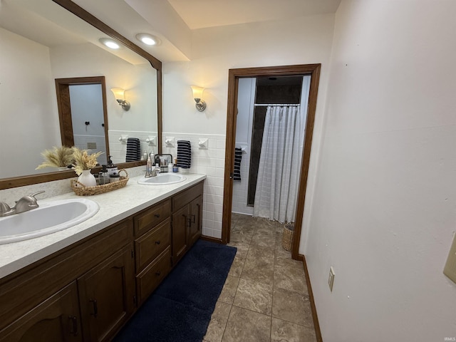 5522 N State Rd 57, Petersburg, IN 47567 - bathroom featuring double vanity and curtained shower