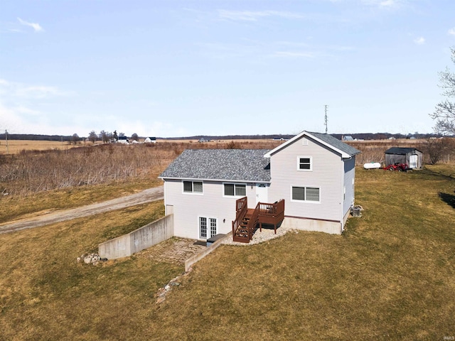 3780 S 550 E, Hamilton, IN 46742 - rear view of property featuring a deck, a yard, and stairway