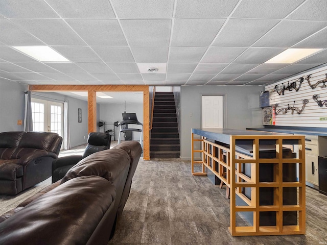 3780 S 550 E, Hamilton, IN 46742 - living area featuring stairway, wood finished floors, and a paneled ceiling
