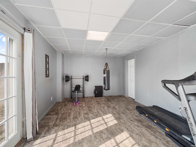 3780 S 550 E, Hamilton, IN 46742 - exercise area with a paneled ceiling, wood finished floors, and baseboards