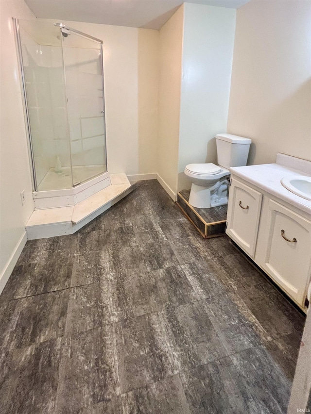 3780 S 550 E, Hamilton, IN 46742 - bathroom with vanity, a shower stall, toilet, and baseboards
