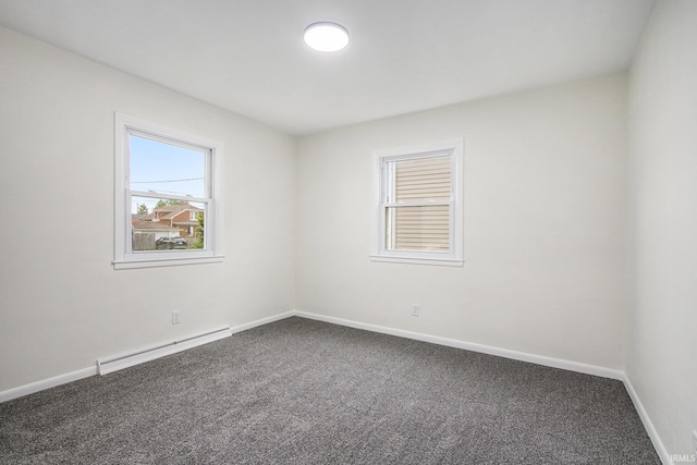 718 W 8th St, Mishawaka, IN 46544 - empty room with a baseboard radiator, dark colored carpet, and baseboards