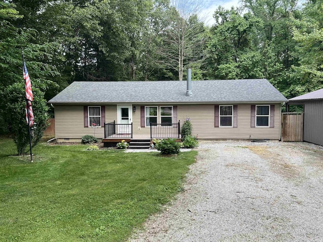 2940 N Stanford Woods Dr, Solsberry, IN 47459 - ranch-style home featuring driveway, crawl space, and roof with shingles