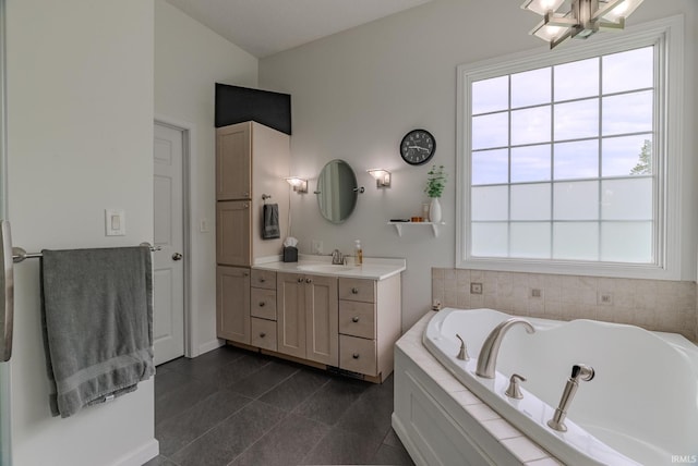 11600 S 700 E, Lafontaine, IN 46940 - bathroom with vanity, a garden tub, and baseboards
