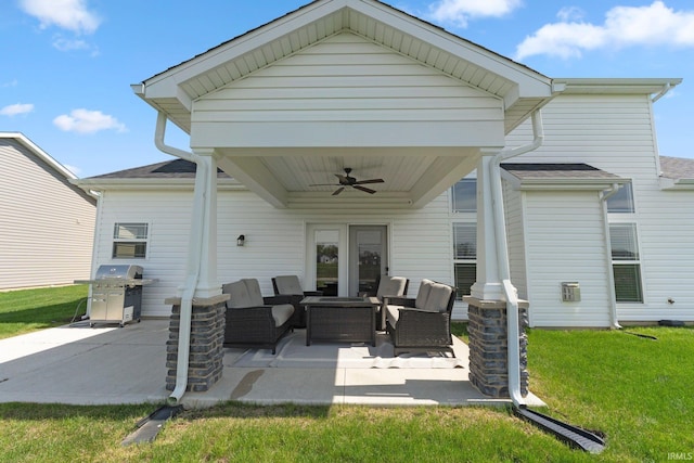 13909 Stone Table Blvd, Fort Wayne, IN 46845 - view of patio / terrace featuring an outdoor hangout area, ceiling fan, and grilling area