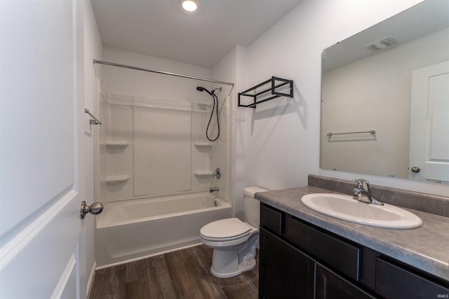 1208 Mount Isa Pl, Fort Wayne, IN 46845 - full bathroom featuring vanity, wood finished floors, toilet, and shower / bathtub combination