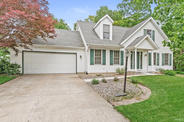 51062 Oak Hollow Ln, South Bend, IN 46628 - view of front of house with an attached garage, driveway, roof with shingles, and a front lawn