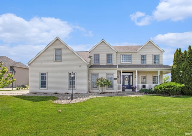 51405 Amesburry Way, Granger, IN 46530 - view of front facade with a porch, a front lawn, and roof with shingles