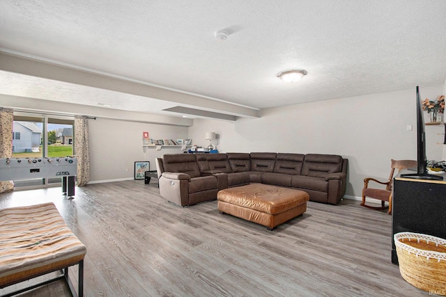 51405 Amesburry Way, Granger, IN 46530 - living room with wood finished floors, baseboards, and a textured ceiling