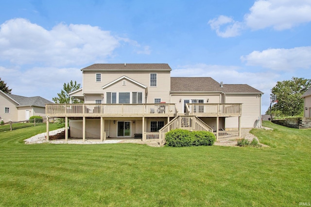 51405 Amesburry Way, Granger, IN 46530 - rear view of property with a deck, stairs, and a lawn