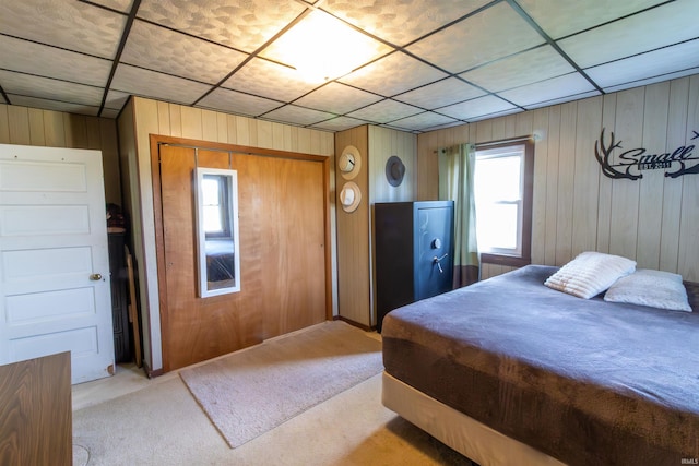9143 S 900 W, Lafontaine, IN 46940 - bedroom featuring light colored carpet and wood walls