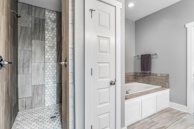 13606 Paperbark Trl, Fort Wayne, IN 46814 - full bathroom featuring tiled shower, a bath, recessed lighting, and baseboards