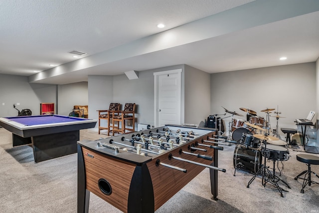 13606 Paperbark Trl, Fort Wayne, IN 46814 - game room with light colored carpet, billiards table, and recessed lighting