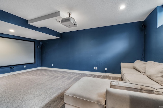 13606 Paperbark Trl, Fort Wayne, IN 46814 - home theater room with carpet flooring, a textured ceiling, baseboards, and recessed lighting