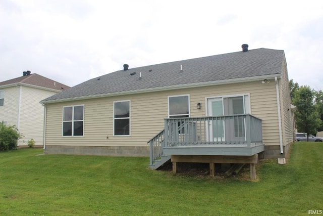5110 Mustang Dr, Evansville, IN 47715 - rear view of house with a deck and a lawn