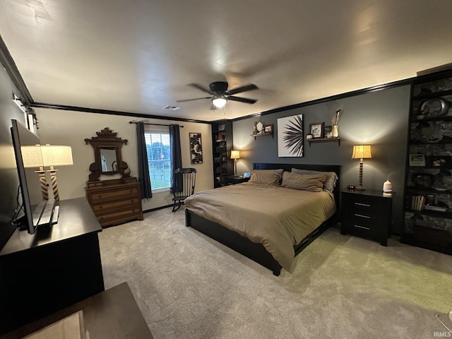 212 Alexandria Dr, Newburgh, IN 47630 - bedroom featuring crown molding, light colored carpet, and a ceiling fan