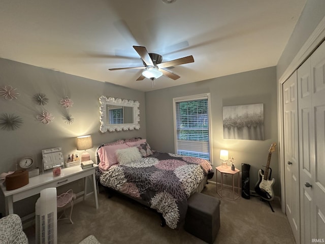 212 Alexandria Dr, Newburgh, IN 47630 - carpeted bedroom featuring a closet and a ceiling fan