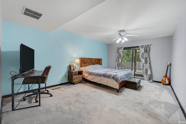 9531 Ledge Wood Ct, Fort Wayne, IN 46804 - carpeted bedroom featuring access to exterior, baseboards, an office area, and a ceiling fan
