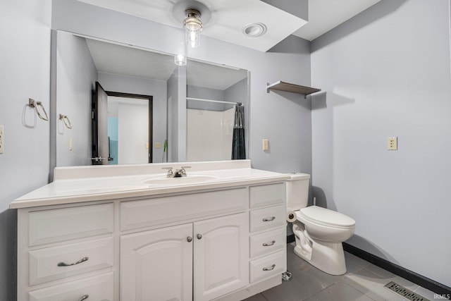 9531 Ledge Wood Ct, Fort Wayne, IN 46804 - full bath with vanity, tile patterned floors, toilet, curtained shower, and baseboards