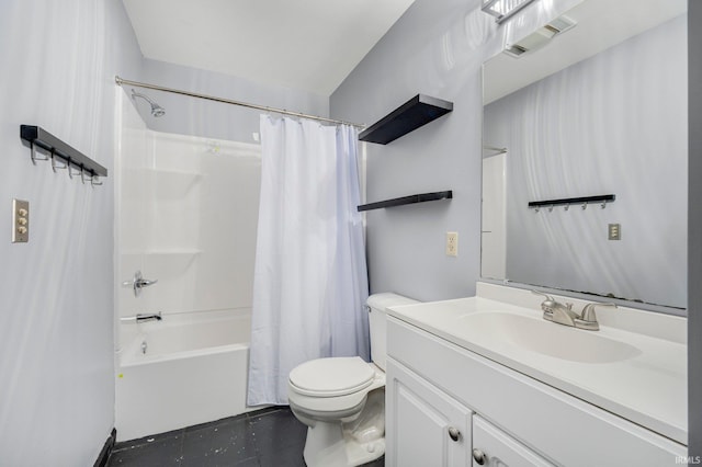 9531 Ledge Wood Ct, Fort Wayne, IN 46804 - full bath featuring vanity, toilet, shower / tub combo with curtain, and tile patterned flooring