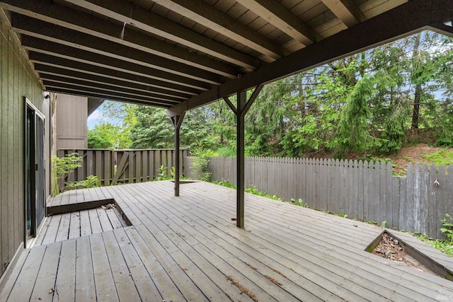 9531 Ledge Wood Ct, Fort Wayne, IN 46804 - wooden terrace featuring a fenced backyard