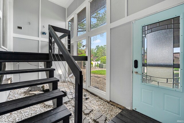 9531 Ledge Wood Ct, Fort Wayne, IN 46804 - entrance foyer with stairway and wood finished floors