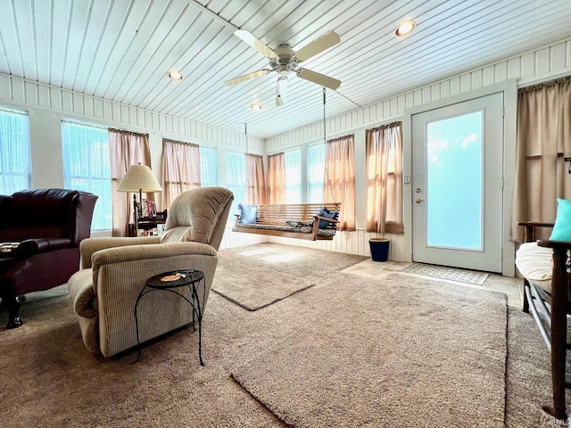 1405 19th St, Bedford, IN 47421 - carpeted living area with a ceiling fan