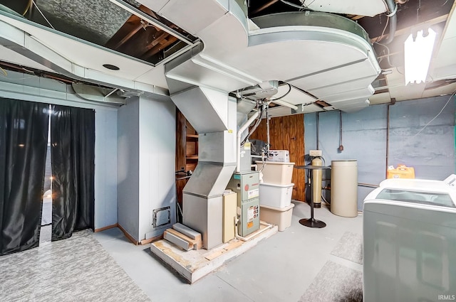 1920 Kenwood Ave, Fort Wayne, IN 46805 - unfinished below grade area featuring washer / clothes dryer, heating unit, and a water softener