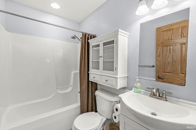 54062 Stonebridge Dr, Elkhart, IN 46514 - bathroom featuring vanity, toilet, and shower / tub combo with curtain