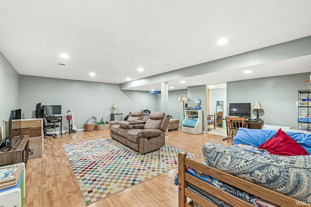 54062 Stonebridge Dr, Elkhart, IN 46514 - living area with a desk, light wood-style floors, and recessed lighting