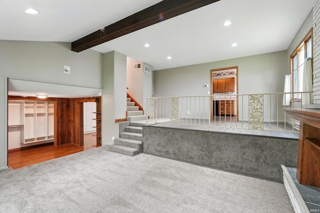 2882 E Hickory Ln, Columbia City, IN 46725 - living area featuring carpet, recessed lighting, and stairway