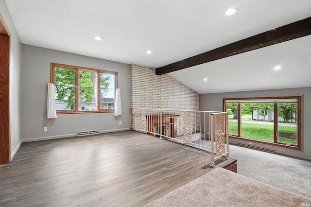 2882 E Hickory Ln, Columbia City, IN 46725 - unfurnished living room with healthy amount of natural light, recessed lighting, wood finished floors, and a fireplace